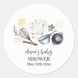 Minimalistisch Modern Little Chef Baby shower Ronde Sticker