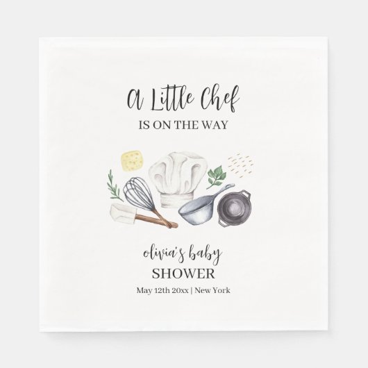 Minimalistisch Modern Little Chef Baby shower Servet (Voorkant)