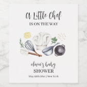 Minimalistisch Modern Little Chef Baby shower Wijn Etiket (Enkel label)