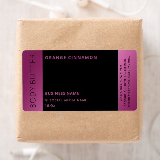 Minimalistisch modern luxe roze zwart product etiket (Insitu)