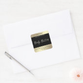 Minimalistisch modern luxe script zwart goud label (Envelop)