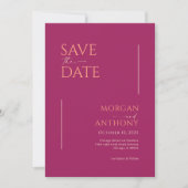 Minimalistisch modern Magenta Cream met foto's Save The Date (Voorkant)