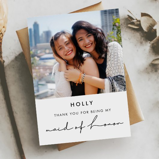 Minimalistisch modern Maid of Honor bedankje Kaart