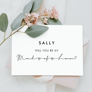 Minimalistisch modern Maid of Honor voorstel Briefkaart