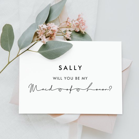 Minimalistisch modern Maid of Honor voorstel kaart