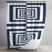 Minimalistisch modern marineblauw geometrisch douchegordijn