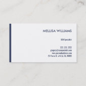 Minimalistisch modern marineblauw & wit omkeerbaar visitekaartje (Achterkant)