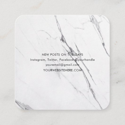 Minimalistisch modern marmerplein Visitekaartje (Achterkant)