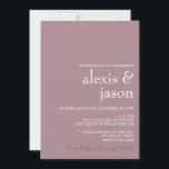 Minimalistisch Modern Mauve Wedding Kaart<br><div class="desc">Perfecte uitnodiging om je speciale dag te vieren!  Bekijk hier andere overeenkomende objecten: https://www.zazzle.com/store/bdp_designs/products?cg=196282276064773822</div>
