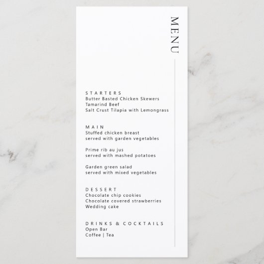 Minimalistisch modern menu (Voorkant)