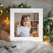 Minimalistisch Modern Merry Christmas Two Photo Sq