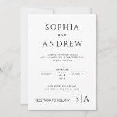 Minimalistisch modern met monogram bruiloft uitnod (Voorkant)