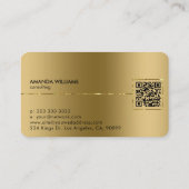 Minimalistisch modern Metallic Gold-ontwerp Visitekaartje (Achterkant)