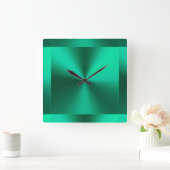 Minimalistisch modern metallisch groen vierkante klok (Huis)