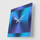 Minimalistisch modern metallisch Turquoise Blue Vierkante Klok (Hoek)
