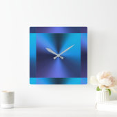 Minimalistisch modern metallisch Turquoise Blue Vierkante Klok (Huis)