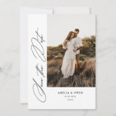 Minimalistisch modern modern fotohuwelijk voor zij save the date (Voorkant)