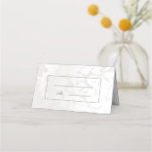 Minimalistisch modern monochroom bruiloft zilver plaatskaartje (Voorkant)