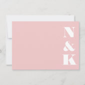 Minimalistisch Modern Monogram Blush Roze Bruiloft Notitiekaartje (Voorkant)