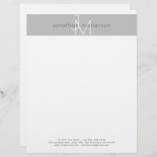 Minimalistisch modern monogram briefhoofd (Voorkant / Achterkant)