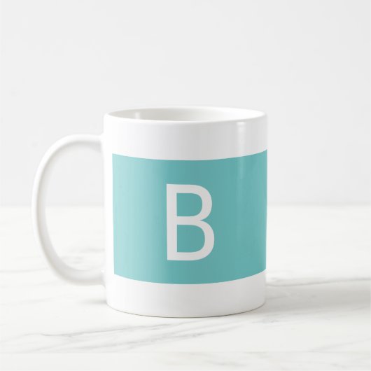 Minimalistisch modern monogram Chic Aqua & White Koffiemok (Links)