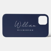Minimalistisch Modern Monogram Custom Script Navy  Case-Mate iPhone Case (Achterkant (horizontaal))