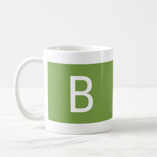 Minimalistisch Modern Monogram Eenvoudig Groen Wit Koffiemok (Links)