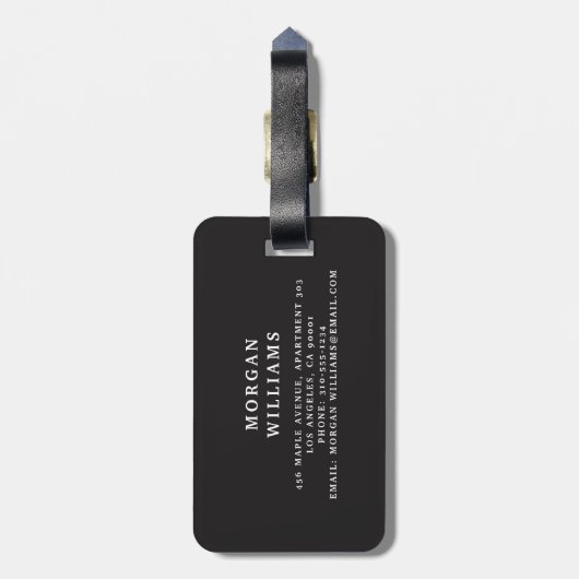 Minimalistisch Modern Monogram Elegant Bagagelabel (Achterkant verticaal)