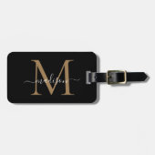 Minimalistisch Modern Monogram Elegant Bagagelabel (Voorkant horizontaal)