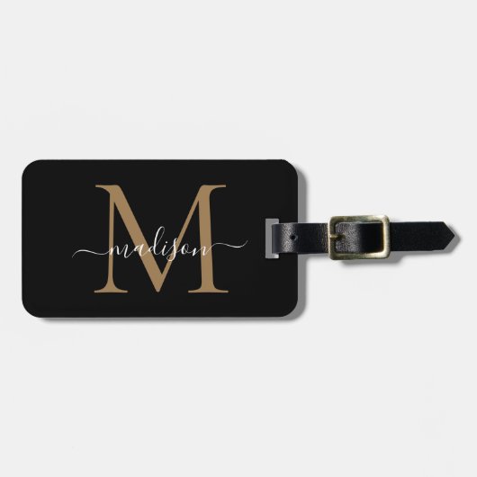 Minimalistisch Modern Monogram Elegant Bagagelabel (Voorkant horizontaal)