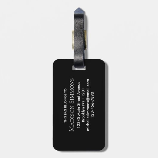 Minimalistisch Modern Monogram Elegant Bagagelabel (Achterkant verticaal)