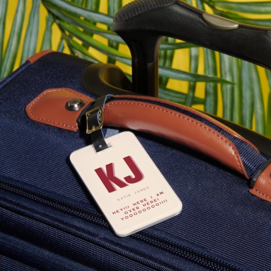 Minimalistisch Modern Monogram Elegant Bagagelabel (Voorkant Insitu 1)