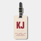 Minimalistisch Modern Monogram Elegant Bagagelabel (Voorkant verticaal)