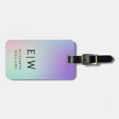 Minimalistisch Modern Monogram Elegant Bloempatroo Bagagelabel (Voorkant horizontaal)