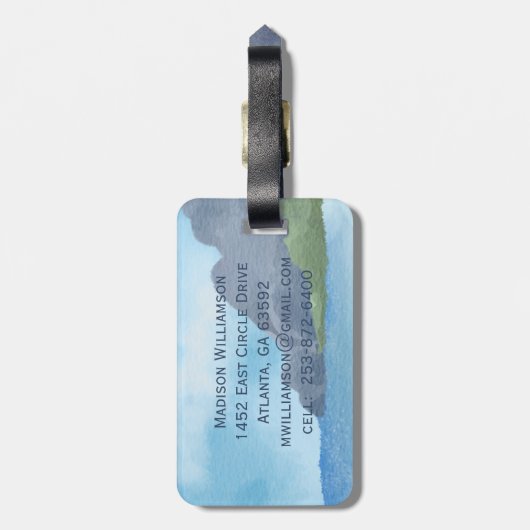 Minimalistisch Modern Monogram Elegant Bloempatroo Bagagelabel (Achterkant verticaal)