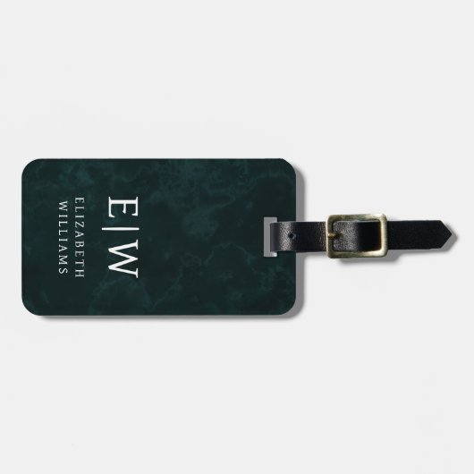 Minimalistisch Modern Monogram Elegant Bloempatroo Bagagelabel (Voorkant horizontaal)