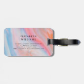 Minimalistisch Modern Monogram Elegant Bloempatroo Bagagelabel (Achterkant horizontaal)