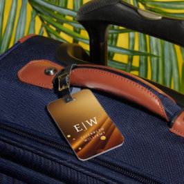 Minimalistisch Modern Monogram Elegant Bloempatroo Bagagelabel