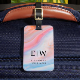 Minimalistisch Modern Monogram Elegant Bloempatroo Bagagelabel