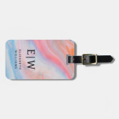 Minimalistisch Modern Monogram Elegant Bloempatroo Bagagelabel (Voorkant horizontaal)