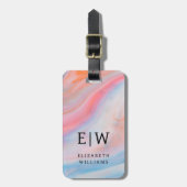 Minimalistisch Modern Monogram Elegant Bloempatroo Bagagelabel (Voorkant verticaal)