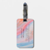 Minimalistisch Modern Monogram Elegant Bloempatroo Bagagelabel (Achterkant verticaal)