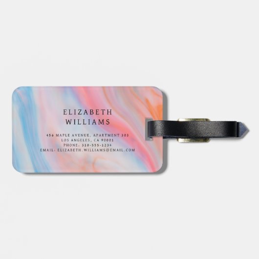 Minimalistisch Modern Monogram Elegant Bloempatroo Bagagelabel (Achterkant horizontaal)