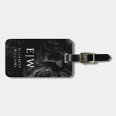 Minimalistisch Modern Monogram Elegant Bloempatroo Bagagelabel (Voorkant horizontaal)