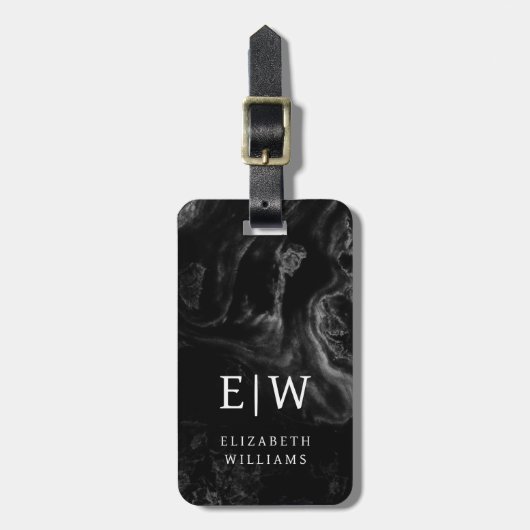 Minimalistisch Modern Monogram Elegant Bloempatroo Bagagelabel (Voorkant verticaal)