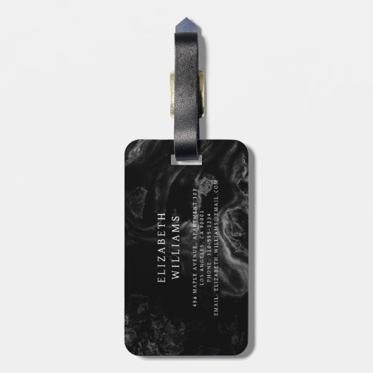 Minimalistisch Modern Monogram Elegant Bloempatroo Bagagelabel (Achterkant verticaal)