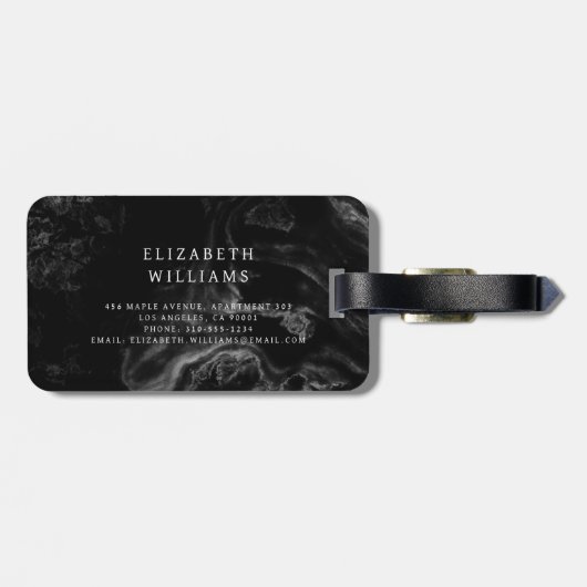 Minimalistisch Modern Monogram Elegant Bloempatroo Bagagelabel (Achterkant horizontaal)