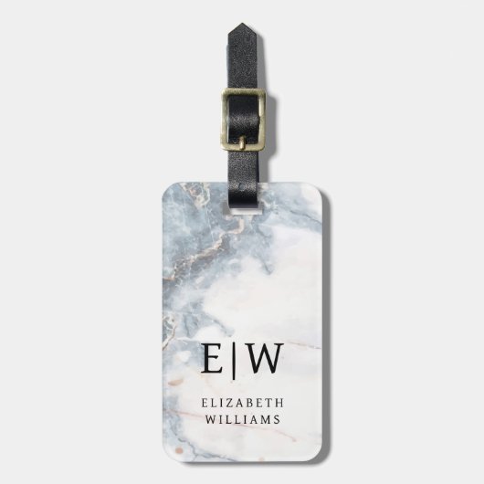 Minimalistisch modern monogram elegant patroon bagagelabel (Voorkant verticaal)