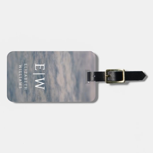 Minimalistisch modern monogram elegant patroon bagagelabel (Voorkant horizontaal)