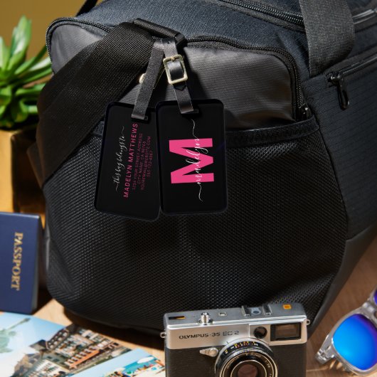 Minimalistisch modern monogram elegant patroon bagagelabel (Voorkant /achterkant)